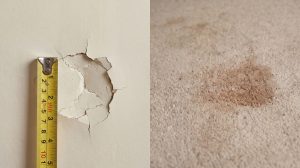 Faktai vs jausmai - Verslo Klubas | Strategic Minds Society Left: cracked plaster wall with a yellow measuring tape; right: close-up beige carpet texture.